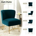 thumbnail image 6 of Velvet Armless Accent Chair Set of 2 Gold Metal Legs Modern Upholstered Single Sofa Side Chair Home Living Room Teal, 6 of 7