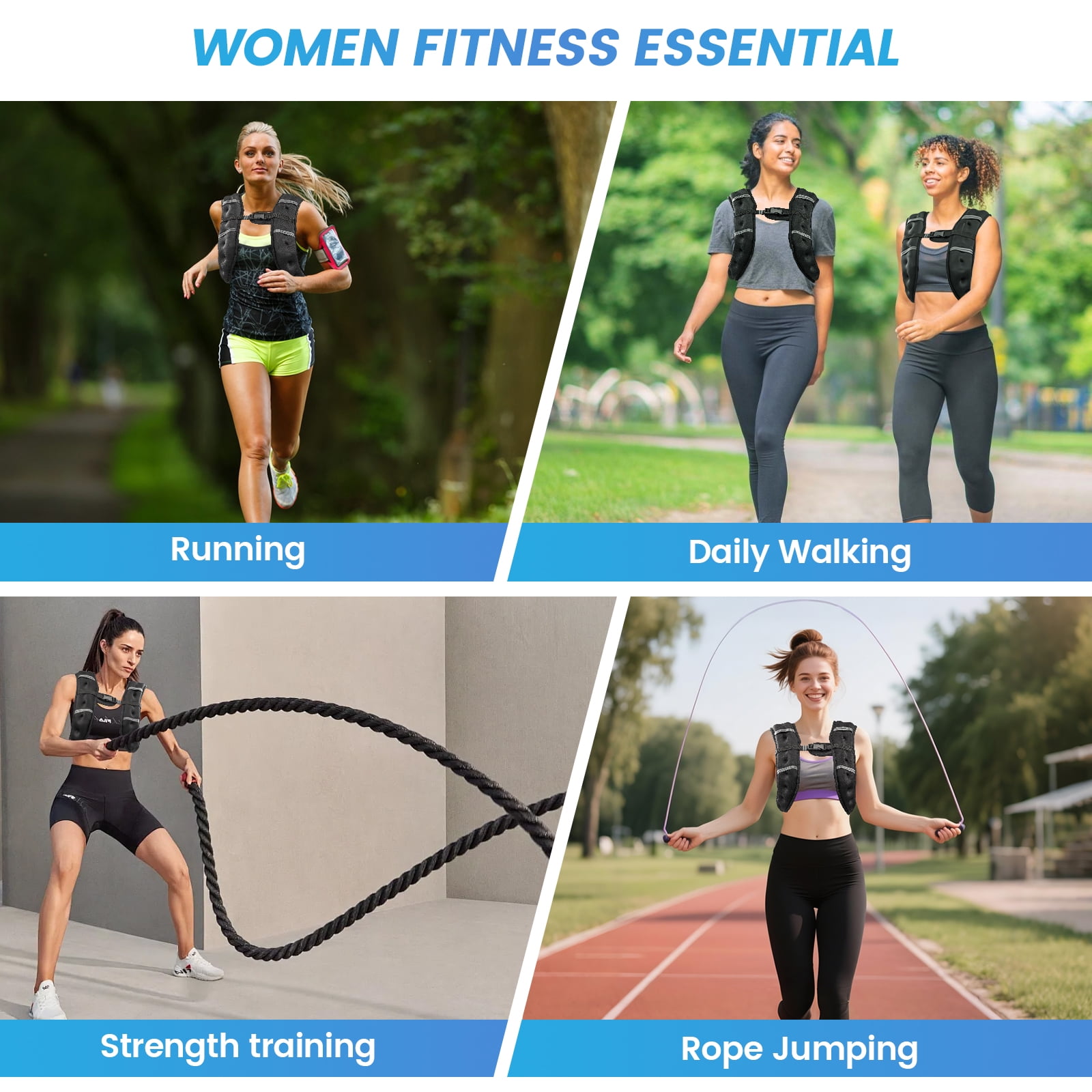 Weighted Vest 8 Lb Weight Vest for Woman Men Sport Weighted Vest with Reflective Stripe Adjustable Buckle Straps Back Black Mesh Pocket for Strength Training Running