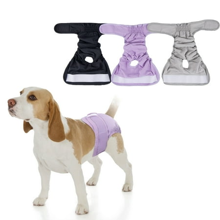 WiseWater Pack of 3 Washable Female Dog Diapers Doggie Diapers Super-Absorbent Dog Wraps L