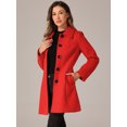 thumbnail image 2 of DARING DIVA Women's Casual Winter Single Breasted Mid Length Overcoat Red S, 2 of 6