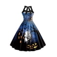 thumbnail image 2 of SUNSIOM Costume d'Halloween pour Femmes Sans Manches Toile d'Araignée Citrouille Imprimé Fantôme Robe de Soirée à Thème, 2 of 4