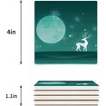 thumbnail image 3 of FMSHPON Merry Christmas Elk Moon Set of 4 Coaster for Drinks, Absorbent Ceramic Stone Coasters Cup Mat with Cork Base for Home Kitchen Room Coffee Table Bar Decor, 3 of 4