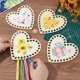 thumbnail image 4 of 4Pcs Wood Embroidery Thread Plate Cross Stitch Threading Board Tools Heart with Flower Pattern Mixed Color 14.9x14.9x0.27cm Hole: 9mm, 4 of 6
