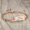 thumbnail image 2 of Personalized Medical Alert Bracelet Free Engrave Type 2 diabetes Rose gold Diabetic Medical Bracelets women, 2 of 4