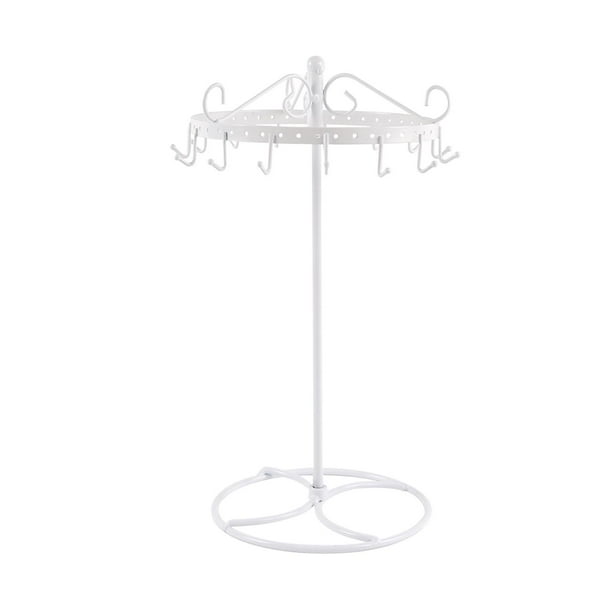 Soporte para collares, expositor de joyas de metal, expositor de pulseras con 15 Blanco