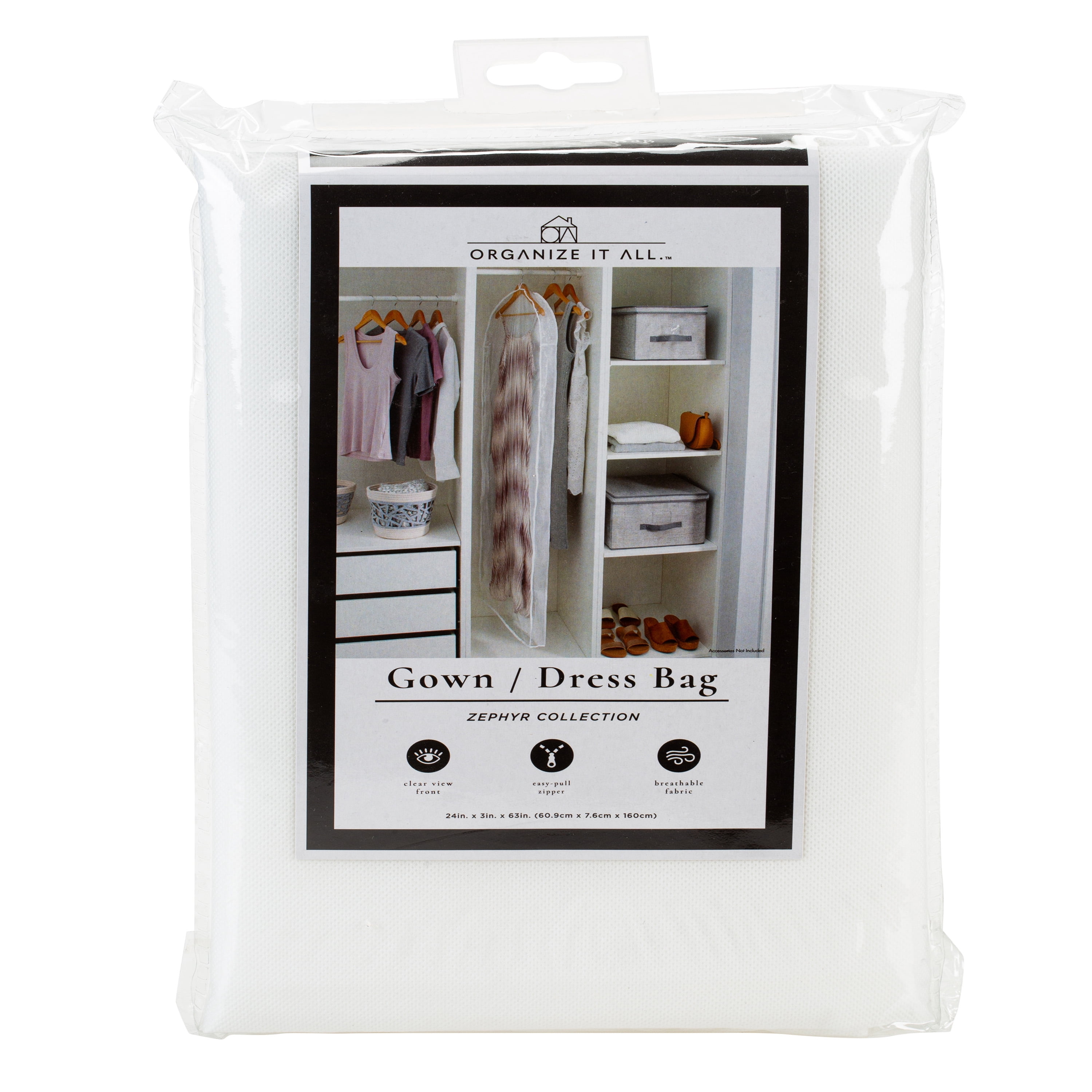Organize It All Plastic Gusseted Clear Gown Bag