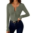 thumbnail image 6 of Olyvenn Womens Long Sleeve Tops 2026 Spring Trendy Outfits Clothes Slim Fit Casual Basic Tees Button Henley T Shirts Solid Blouse Green L, 6 of 9