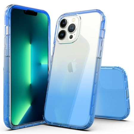 iPhone 13 Mini Case, Rosebono Hybrid Gradient Transparent Soft TPU Clear Skin Cover Case For iPhone 13 Mini (Blue)