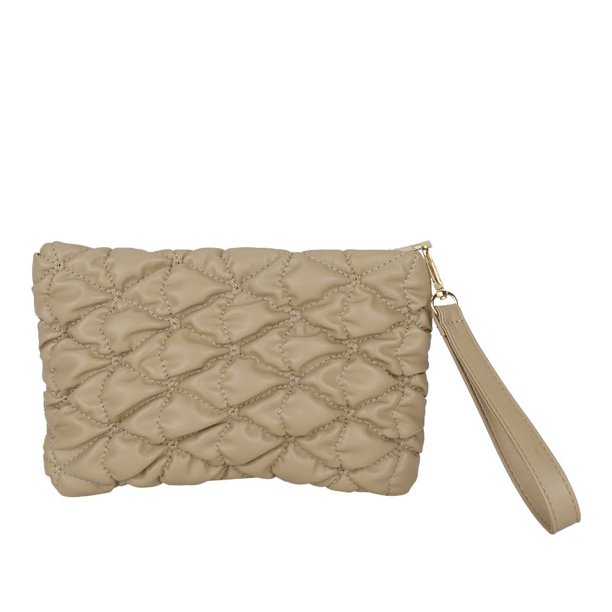 Bolso Mano PU para Mujer Monedero Acolchado Color Sólido Bolso Noche (café)