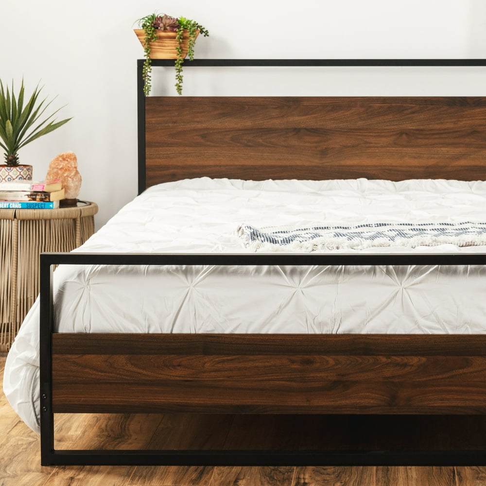 Best Choice Products Metal Wood Platform Queen Bed Frame w/ Wood Slats