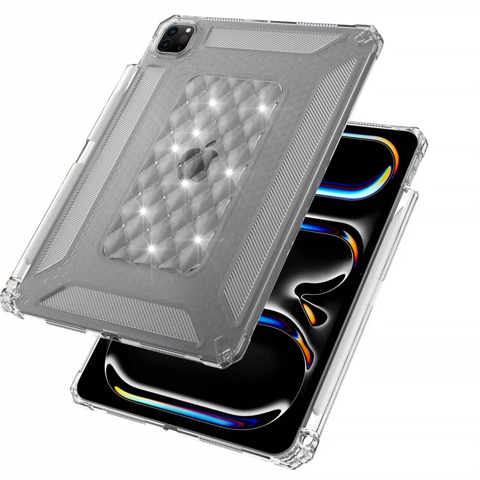 TECH CIRCLE for Apple iPad Pro 13-inch (M4/M5)  Slim Clear Back Cover Case with Pencil Holder Slot, Lightweight Protective Soft TPU Transparent Case, Crystal