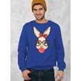 thumbnail image 2 of Easter Bunny With Bubble Gum Funny Egg Hunting Christian Holiday Crewneck Sweatshirt, 2XL, Royal, 2 of 5
