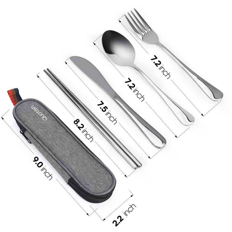 ReaNea Portable Utensils, Stainless Steel Travel Camping Cutlery Flatware  Silverware Set 8 Pieces 
