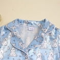 thumbnail image 6 of Tisuna Toddler Girls 2 Pieces Sleep Outfits Bunny Print Short Sleeve Lapel Collar Shirt And Shorts Set Cute Fashion Girls Easter Holiday Loungewear Set Blue Size 18-24 Months, 6 of 7