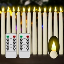 Ivory 12Pcs Flameless Taper Candles - 9.6” LED Candlesticks with 3D Flickering Flame, Remote & Timer for Christmas/Wedding/Home Decor