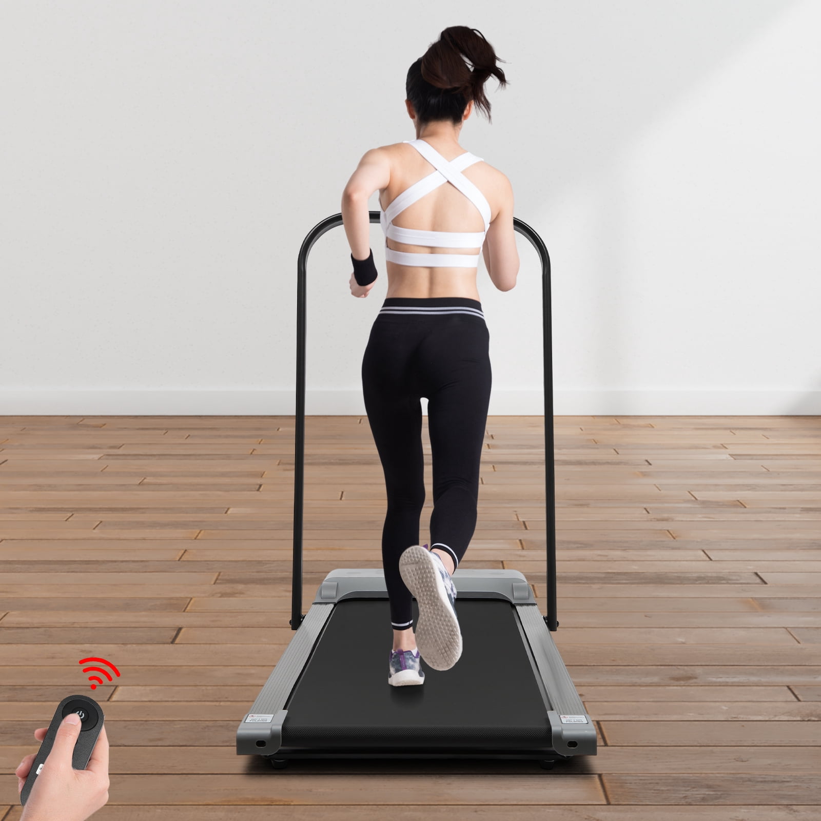 Home Treadmill with 3.0hp Motor, Adjustable Armrest, Non-slip Diamond Pattern Belt, 220.46lbs Capacity, Foldable for Easy Storage, LED Display for Tracking