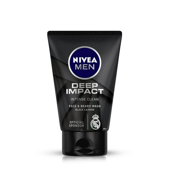 Nivea Men Deep Impact Intense Clean Face and Beard Wash - Black Carbon, 100 ml (3.3 oz)