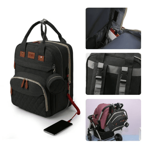 Convertible Baby Diaper Bag and Diaper Backpack with Changing Station