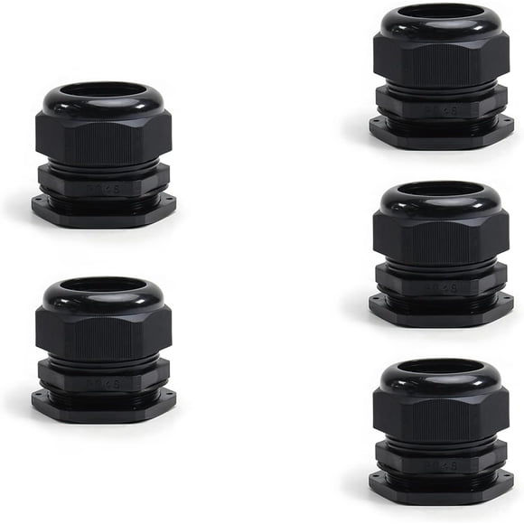 Huggegwe 5 Pcs Joints de Câble Étanches en Plastique PG48 Connecteur Réglable Noir pour Câble de 37-44mm Dia CJB91-112148