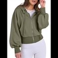 thumbnail image 2 of Sudaderas con Capucha y Cremallera para Mujer, Sudaderas , Casuales, Cómodas y Bonitas, Chaquetas con Cremallera, Conjuntos de Otoño A . Verde XL, 2 of 10