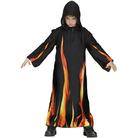 Burning Cloak Red Fire Childs Hooded Robe Halloween