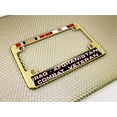 thumbnail image 3 of Motorcycle Domed Custom-Made Personalized Metal License Plate Frame with Iraq Afghanistan Combat Veteran & Ribbons Design - Gold, 3 of 7