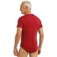 thumbnail image 2 of Haitryli Men's Alzheimer's Clothing Crew Neck Short Sleeve Adaptive Bodysuit Caring Nursing Leotard Red L, 2 of 7