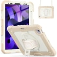 thumbnail image 2 of Case for iPad Air 5th Generation / iPad Air 4th Generation 10.9 inch with Screen Protector, 360 Degree Rotating Kickstand Hand Strap Shockproof Cover with Shoulder Strap, Cream Rose Gold, 2 of 7