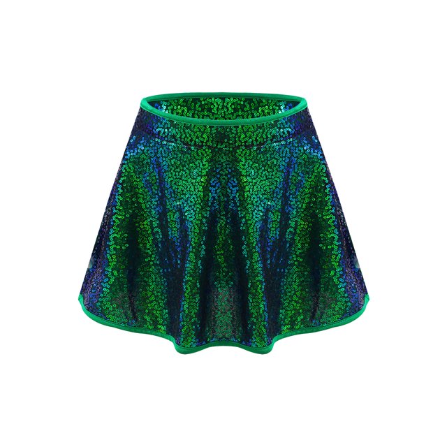 LiiYii Jupe Plissée de Danse Mode pour Filles avec Paillettes Taille Extensible Culotte Intégrée pour Costume Latin Sumba Romba Turquoise 4