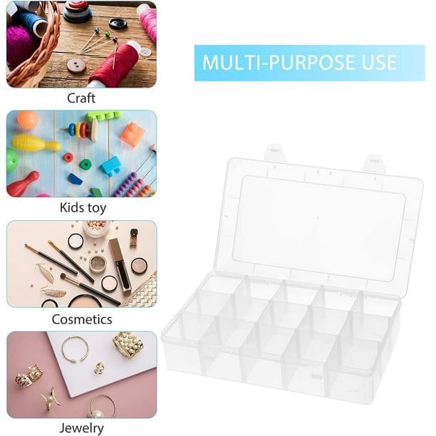 Mgfed Organizer Box With Adjustable Dividers, 15/24/36 Compartment Organizer Clear Storage Container For Bead Organizer, Fishing Tackles, Felt Board A