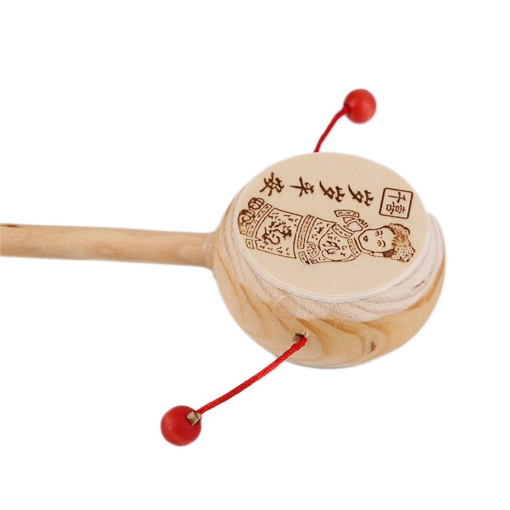 Baby Kids Child Wood Rattle Drum Instrument Child Musical Toy Chinese Styles for Relaxing Releasing Stress Promoting Wood Panda