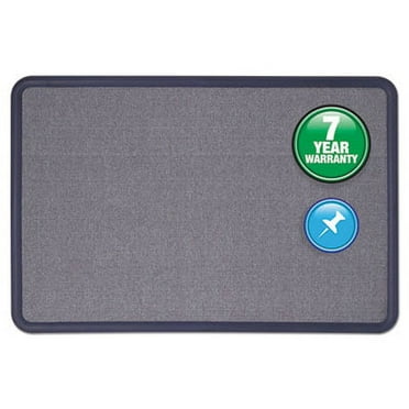 Quartet Contour Fabric Bulletin Board, 48 x 36, Light Blue Surface, Navy Blue Plastic Frame (7694BE)