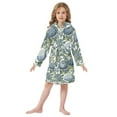 thumbnail image 6 of FORMRS Niños Bathrobe Unisex Hooded Robe Soft Plush Pajamas Sleepwear, Size 2-3T, Watercolor Hydrangeas Pattern, 6 of 7
