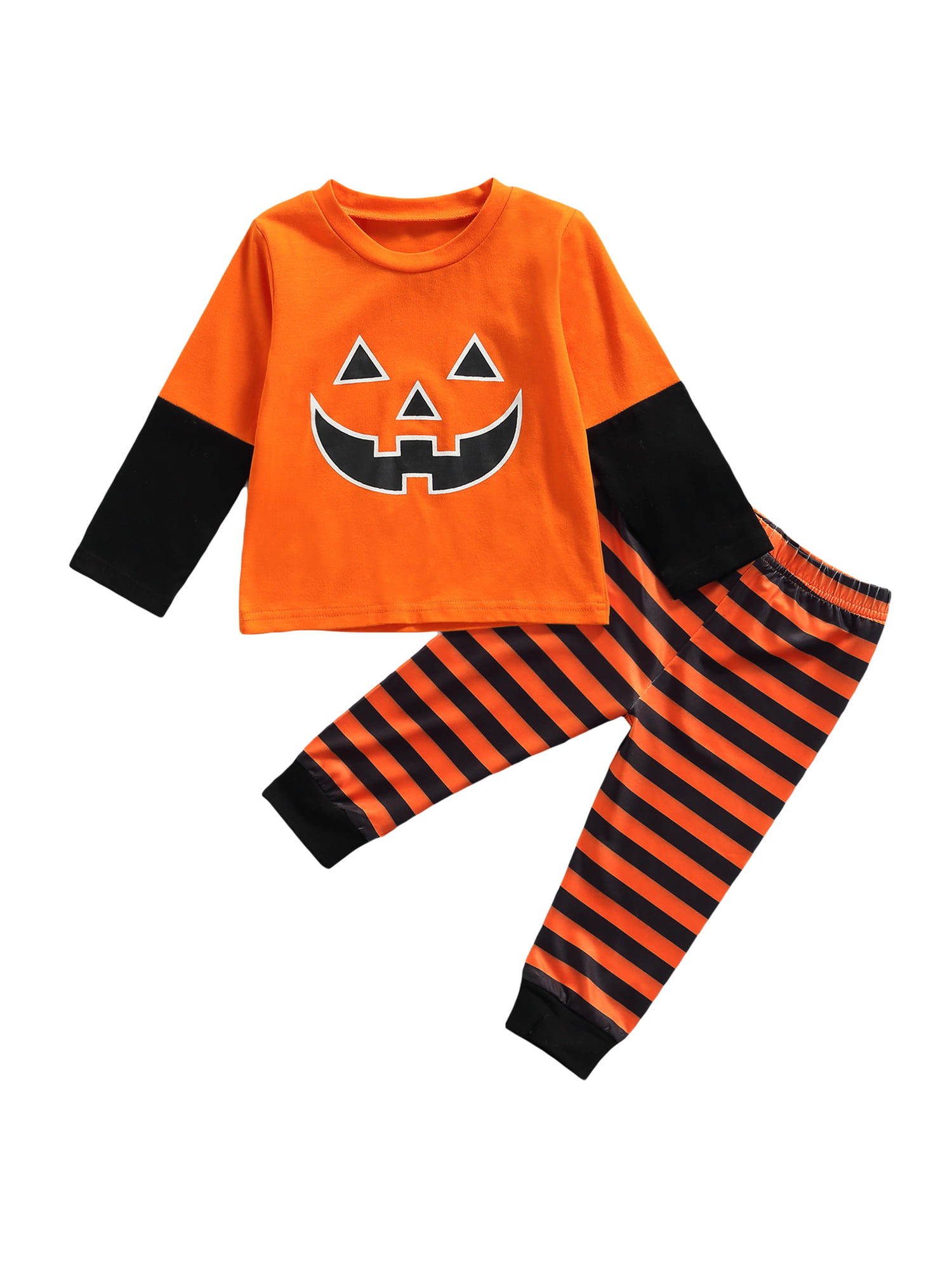 Halloween Child Kids Boys Pumpkin Dinosaur Print Long Sleeve T-shirt Tops+Pants 