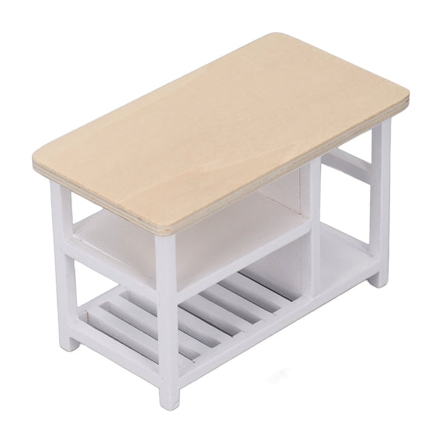 Mesa de Almacenamiento de Casa de Muñecas, Capas Múltiples 1:12 Mada de madera de haya Bloque de color Miniatura para decoración