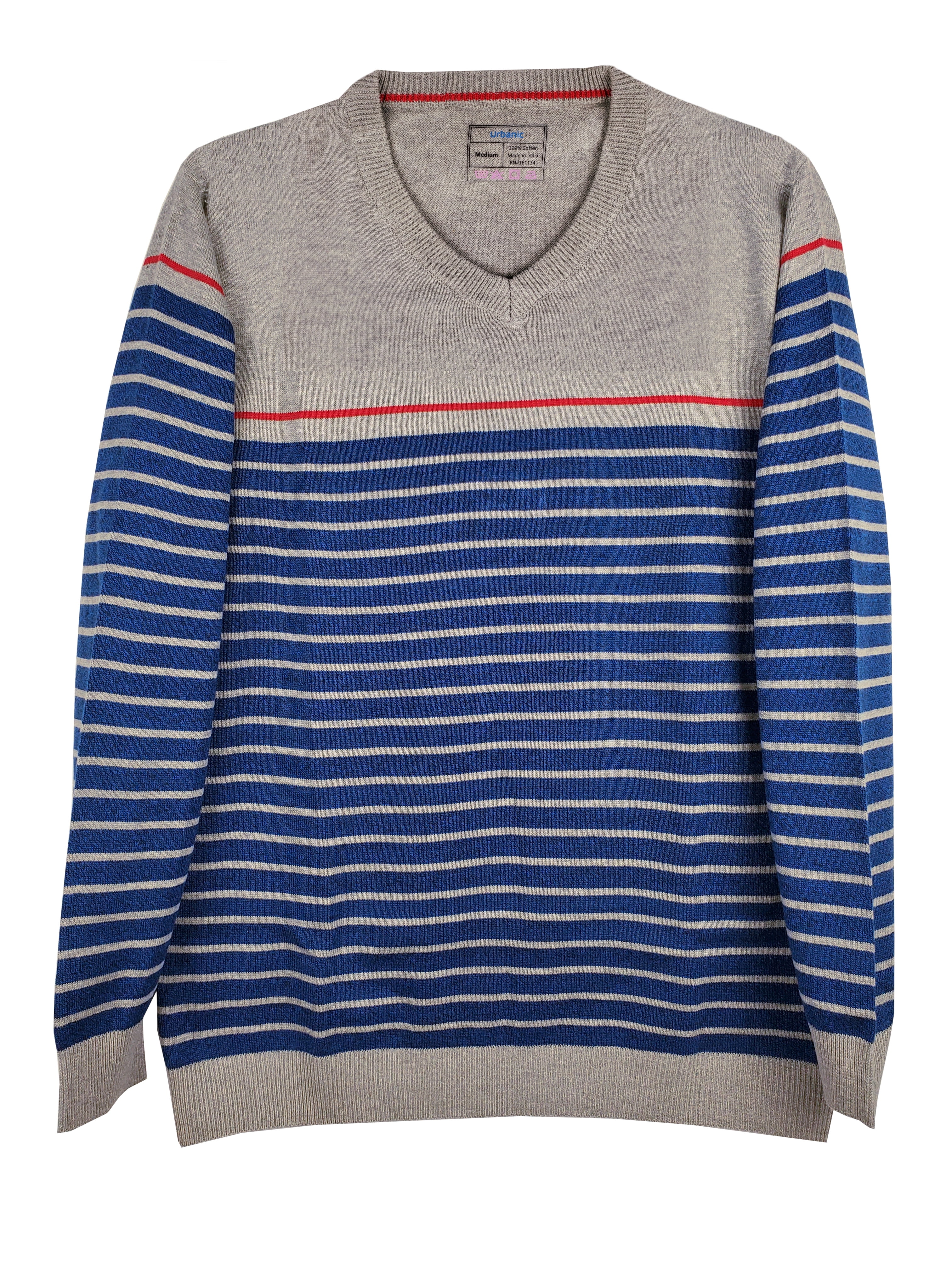 Urbanic Men's Warm V Neck Pullover Sweater, Made with 100% Cotton - Large, Size: Large Large, Gray