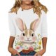 thumbnail image 3 of TaTaai Women Casual 3/4 Sleeve Crew Neck Top Easter Print Pullover T-Shirt Ladies Spring Holiday Street Wear Lightweight Soft Non-See-Through No Fading Breathable Stylish Top Gift, 3 of 5