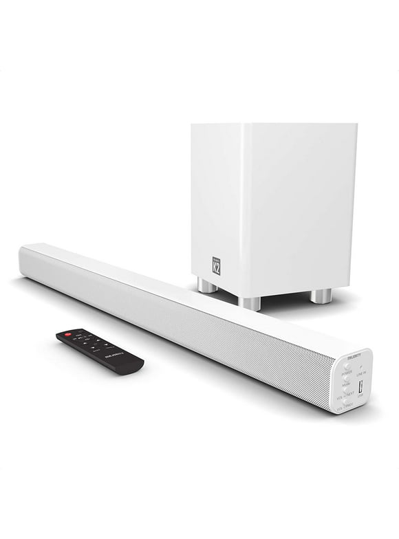 Majority K2 Sound Bar with Subwoofer 150W Powerful Stereo 2.1 TV Home Theatre 3D Surround Sound HDMI ARC Bluetooth White