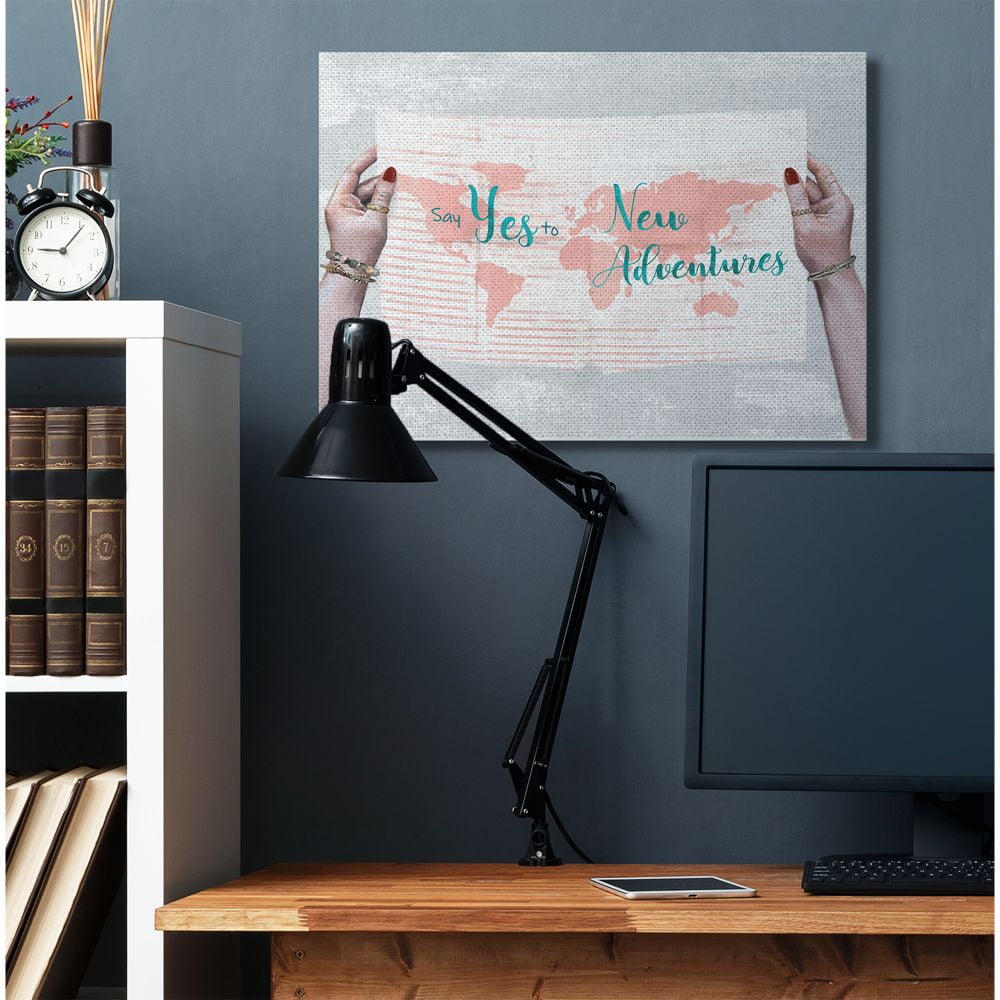 Stupell Industries Travel Sentiments Say Yes to New Adventures Blue Text Canvas Wall Art Design by Ziwei Li, 30" x 40"