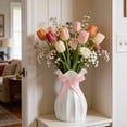 thumbnail image 2 of Ceramic Bow Vase, Flower vase with Bow for Roses Tulips Artificial Flowers, Cute Decor for Bathrooms, Dressers, Windowsills, Home, Christmas(Pink), 2 of 9