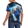 thumbnail image 2 of Lsque Futuristic Blue Light White Tiger Pattern Mens Polo Golf Shirts Funny Graphics Shorts Sleeve Button Shirts Baseball T-shirt-Large, 2 of 7