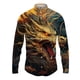 thumbnail image 2 of Nueva ropa de calle para hombre, moda de primavera y otoño, camisa con estampado de dragón 3D y botones para hombre, camisa hawaiana de manga larga para hombre, 2 of 5