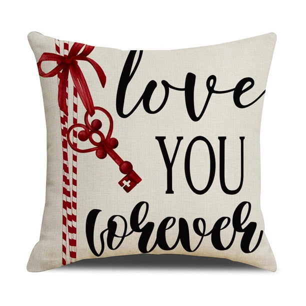 Fundas de almohada, fundas de almohada, fundas de almohada decorativas, nueva funda de almohada estampada para el Día de San Valentín, funda de cojín de lino para el hogar, sala de estar, sofá, funda