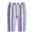 thumbnail image 5 of Yinguo Bermuda Shorts for Women Casual Drawstring Elastic Waist Summer Soft Beach Stripe Knee Length Lounge Wear Shorts with Pockets Purple S, 5 of 5