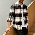 thumbnail image 5 of Men's Corduroy Streetwear Color Block Button Down Shirt, Geometric Print Long Sleeve Lapel Casual Top, Loose Fit Fall Daily Clothes with Chest Pocket Black 2XL, 5 of 6