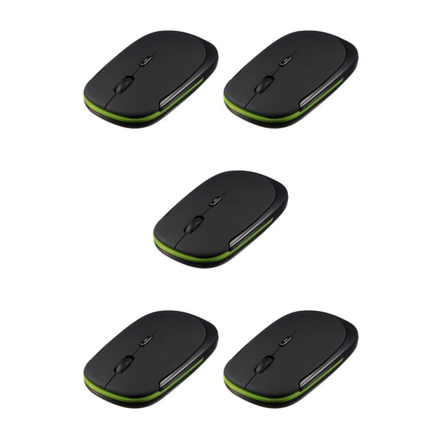 Wisewang 2 .4GHz Wireless Mouse Smooth Hand Feeling Slim USB Receiver Changeable 1600DPI Optical Gaming Mouse Black 5Set