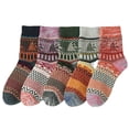thumbnail image 2 of Utoimkio 5 Pairs Unisex Cute Striped Print Winter Cotton Socks Casual Cozy Warm Crew Socks Home Indoor Non-slip Slipper Socks for Women and Men, 2 of 9
