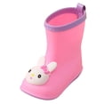thumbnail image 3 of KPOPLK Kids Rain Boots Toddler Boys Girls Lightweight Easy-On Rubber Boots Waterproof with Pull Handles Cute Animal Print(Light Pink,8), 3 of 5