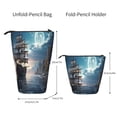 thumbnail image 2 of Lsque Moonlit Sea Sailboat Pattern Telescopic Pencil Bag Pen Holder Stationery Case, Stand-up Retractable Transformer Bag Organizer, 2 of 6