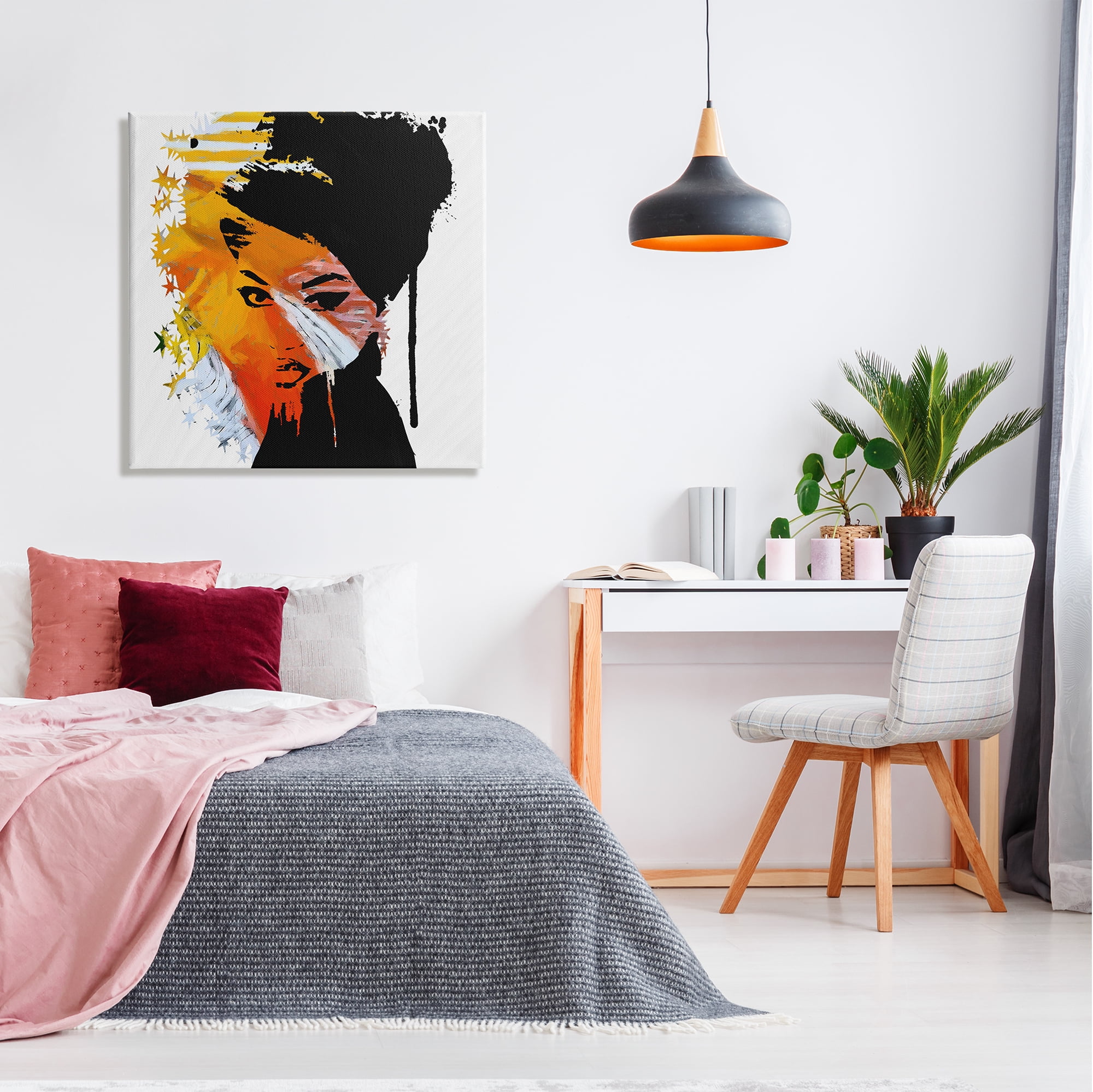 Stupell Industries Abstract Woman & Stars Abstract Painting Gallery Wrapped Canvas Art Print Wall Art, 30 x 30